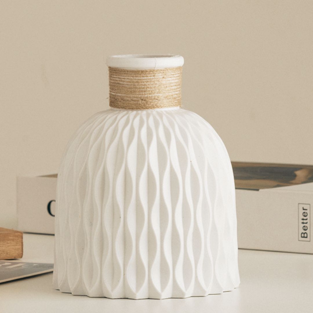 Elegant Fluted Ceramic Vase